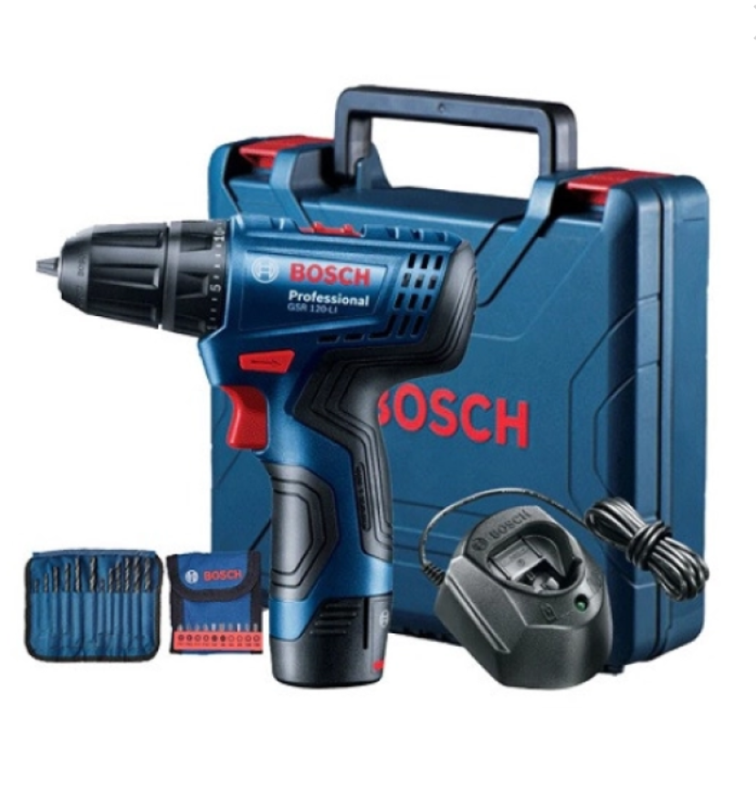 Máy khoan động lực dùng pin Bosch GSB 120-LI GEN II (1 pin + sạc 3 chấu + phụ kiện) (06019G81L1)